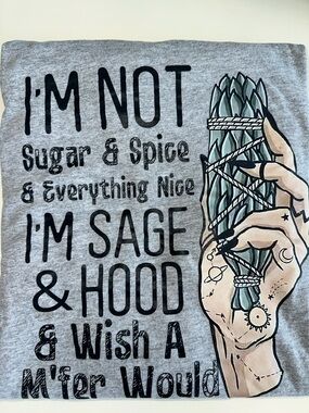 Makers Market Unisex Oversized Gray Long-Sleeve Tee with Sage & Hood Graphic